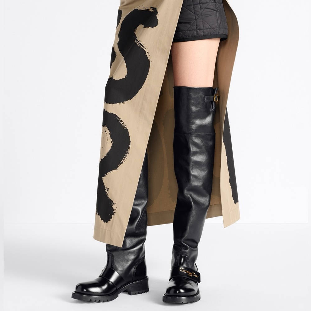 NWT Christian Dior D-Quest Thigh Black Leather Boots, size 37 (US 6-6.5) - Picture 10 of 17